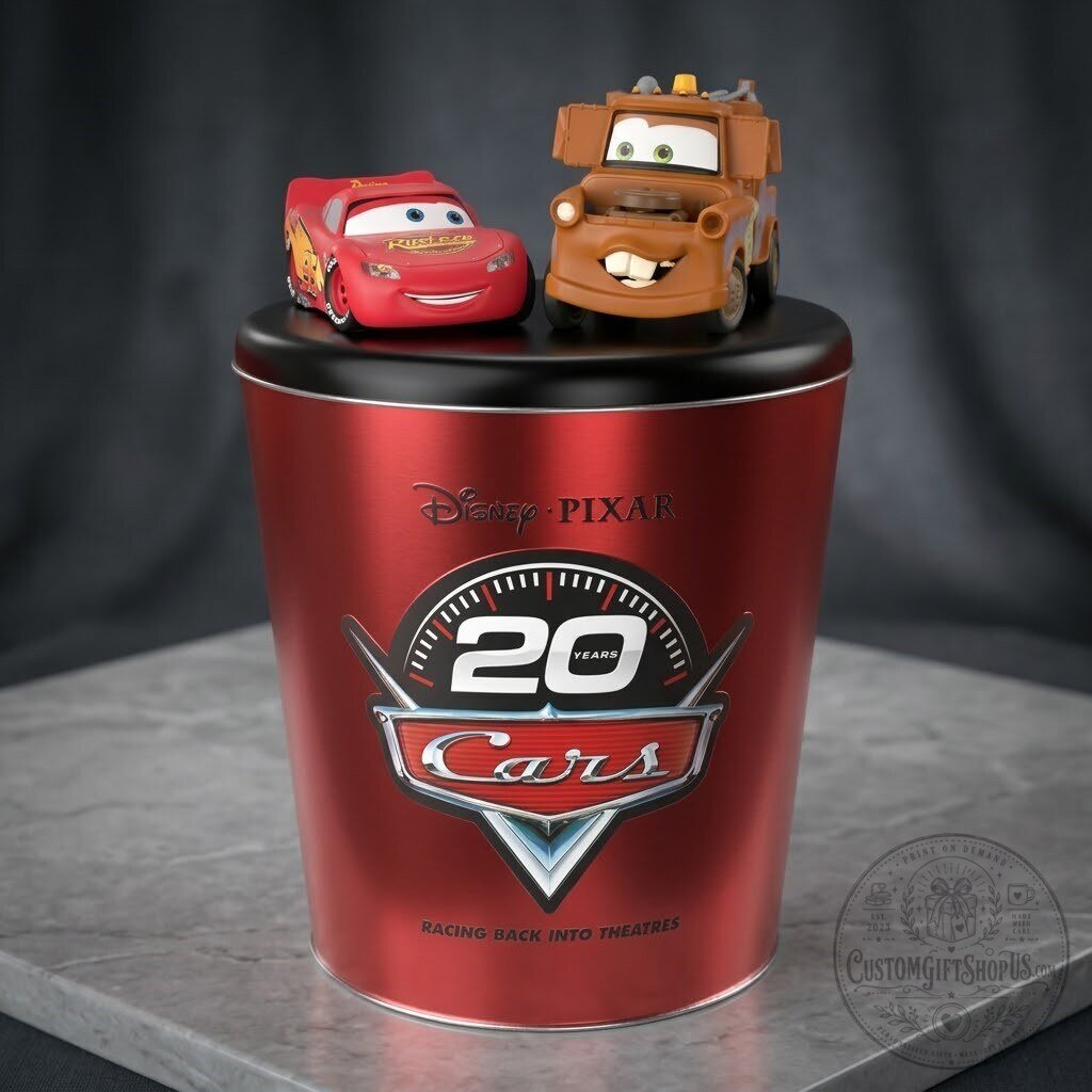 Cars 20th Anniversary Popcorn Bucket with Character Lid, Disney Pixar Cars Collectible, Cars Movie Theater Popcorn Bucket, Gift for Cars Fans
