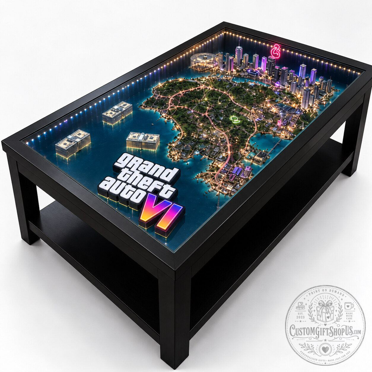 GTA VI Table Special Edition – Grand Theft Auto 6 Gaming Coffee Table | Vice City Inspired Furniture