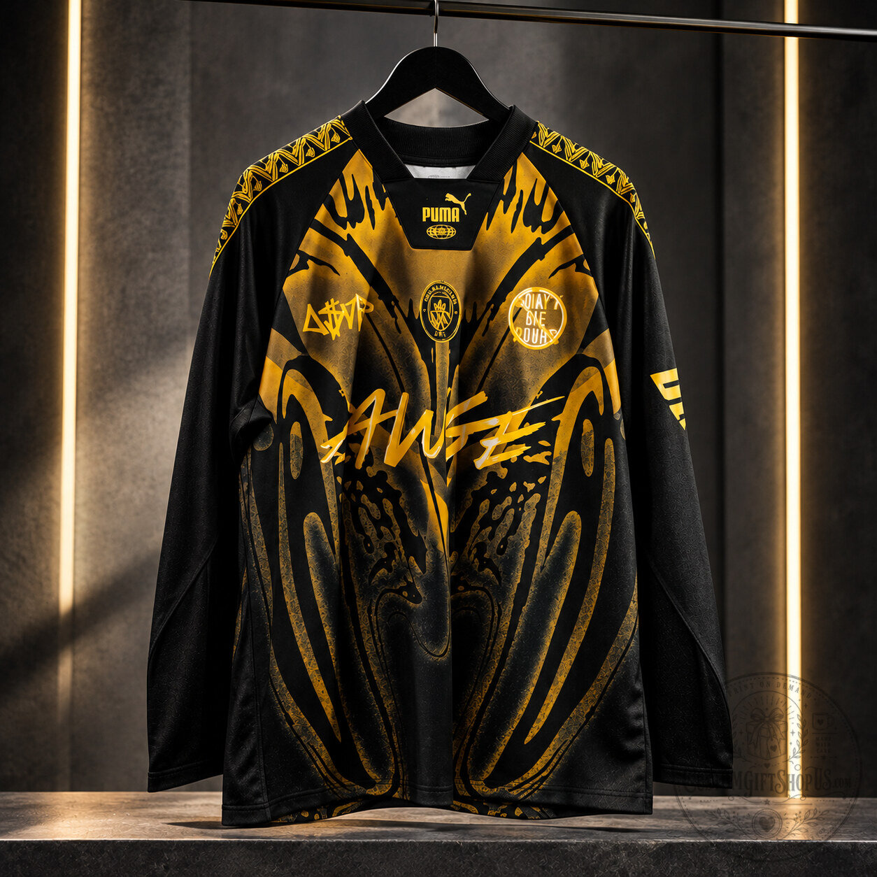 A$AP Rocky x PUMA x Manchester City Long Sleeve Jersey 2026 – Don’t Be Dumb Limited Edition | Black Gold A$AP Rocky x PUMA x Manchester City Long Sleeve Jersey 2026 – Don’t Be Dumb Limited Edition | Black Gold