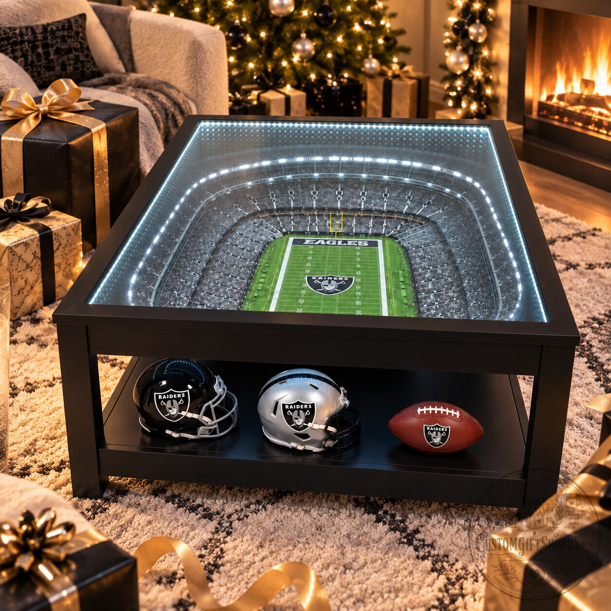 Philadelphia Eagles StadiumView Table Special Edition 2026 – 25-Layer LED Football End Table | Eagles Fan Cave Furniture Philadelphia Eagles StadiumView Table Special Edition 2026 – 25-Layer LED Football End Table | Eagles Fan Cave Furniture