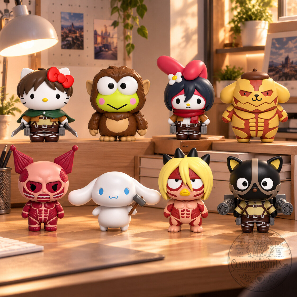 Attack on Titan x Hello Kitty Mini Figure – Sanrio Character Crossover Collectible | Eren, Levi & Mikasa Anime Display Attack on Titan x Hello Kitty Mini Figure – Sanrio Character Crossover Collectible | Eren, Levi & Mikasa Anime Display