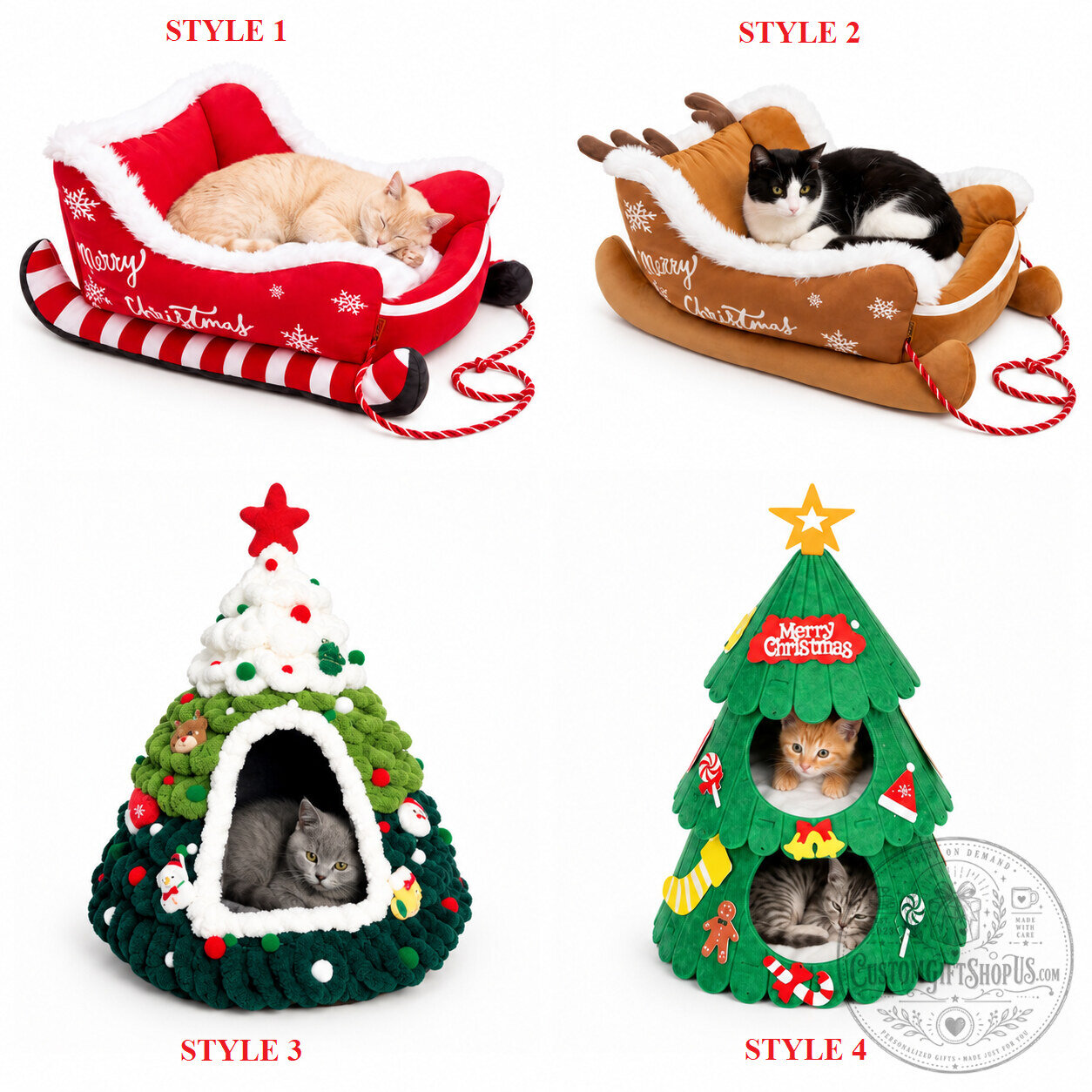 Christmas Cat Bed Special Edition – Cozy Holiday Pet Bed for Cats | Festive Christmas Pet Home Decor