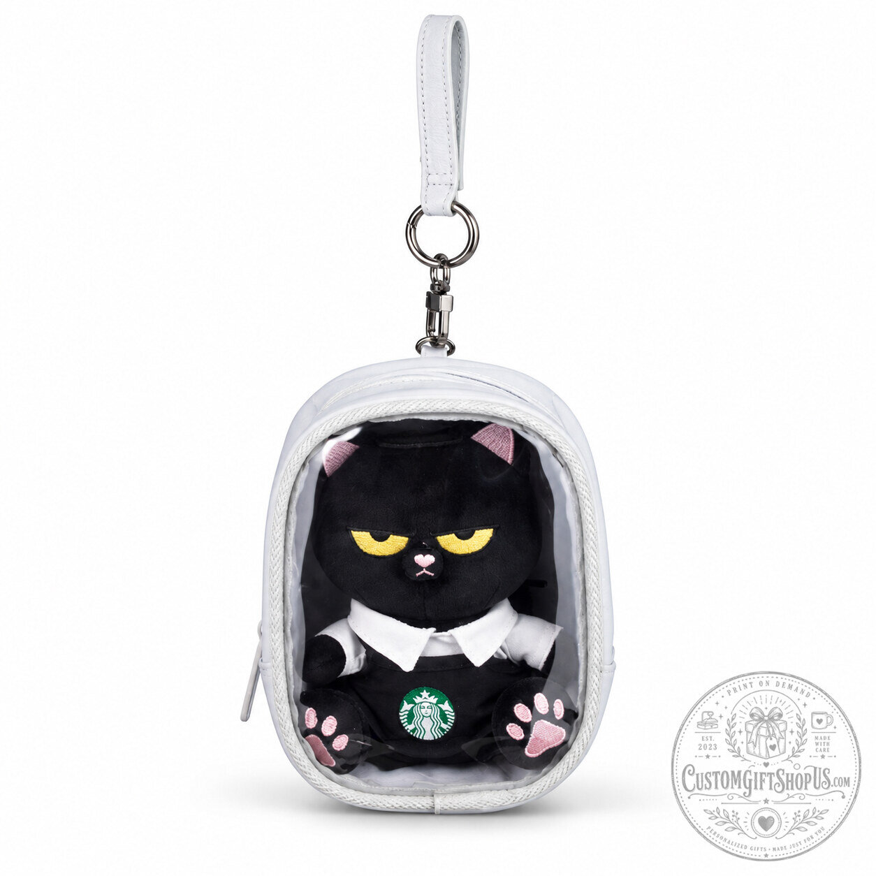 Starbucks Black Cat Keychain Set – Plush Barista Cat Charm with Clear Storage Pouch | Coffee Lover Collectible Accessory Starbucks Black Cat Keychain Set – Plush Barista Cat Charm with Clear Storage Pouch | Coffee Lover Collectible Accessory