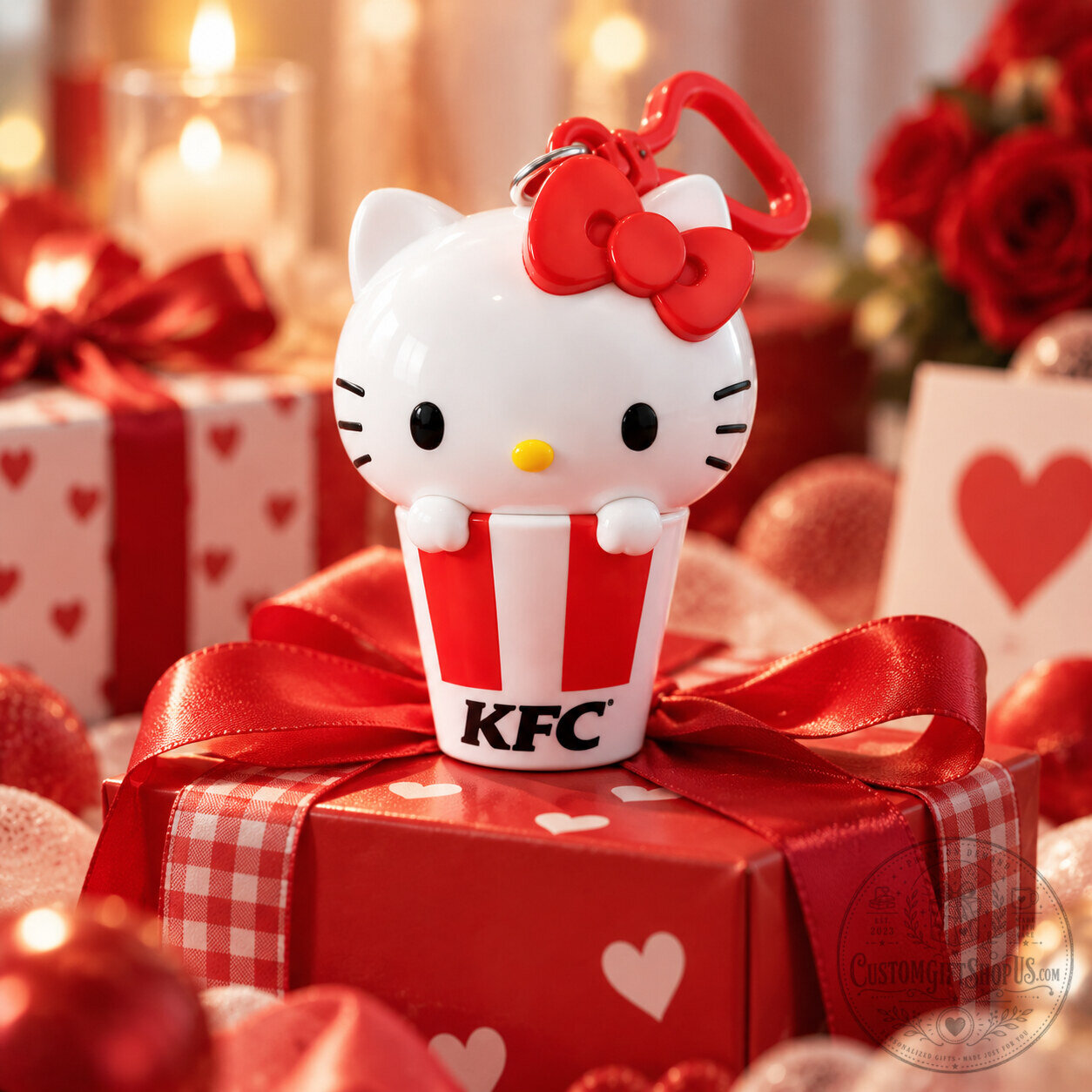 Hello Kitty KFC x Sanrio Figure Keychain – 2026 Limited Edition Fast Food Character Collectible | Cute Mini Display Charm Hello Kitty KFC x Sanrio Figure Keychain – 2026 Limited Edition Fast Food Character Collectible | Cute Mini Display Charm