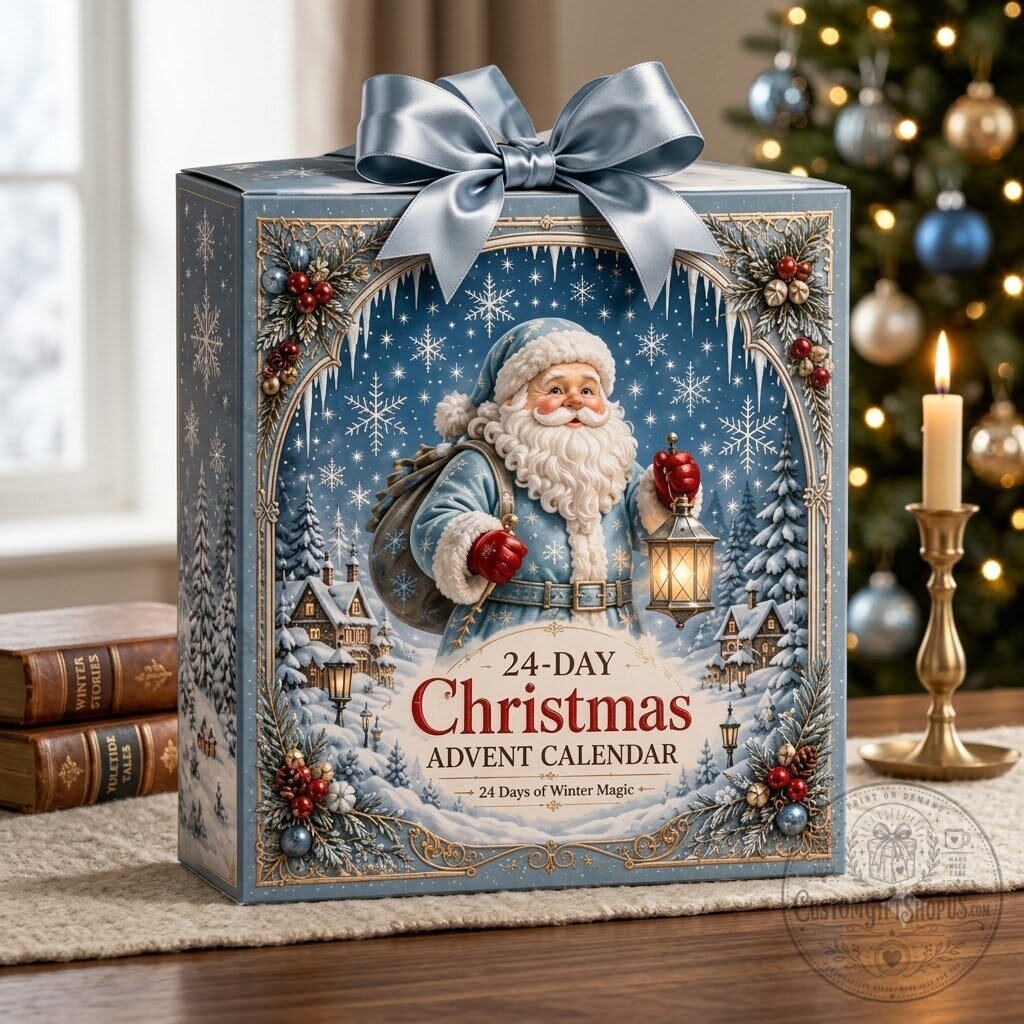 Icy Santa Claus Advent Calendar 2026 – Christmas Countdown Gift Box | Frosty Winter Wonderland Holiday Decor