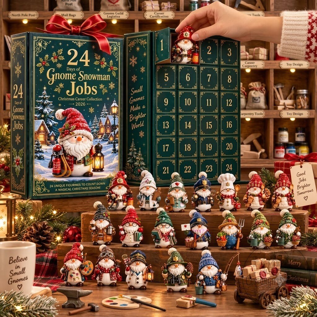 Gnome Snowman Advent Calendar 2026 – 24-Day Christmas Career Collection | Funny Holiday Countdown Gift