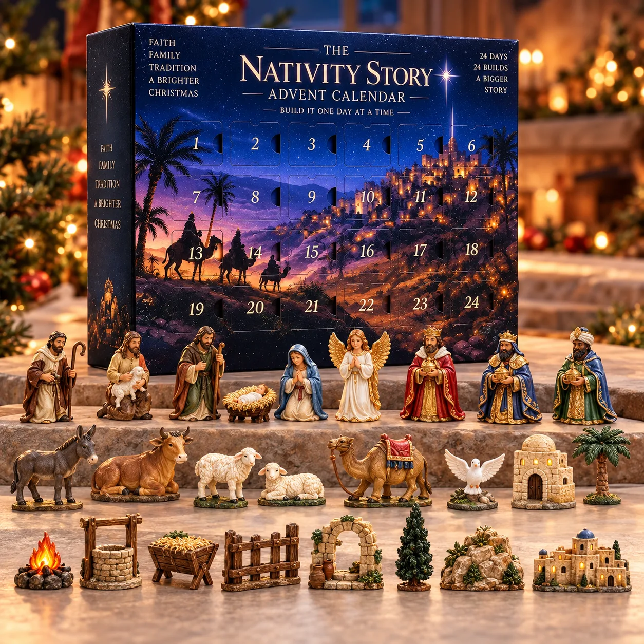 Christian Nativity Advent Calendar 2026 – 24 Day Christmas Story Building Block Set | Jesus Birth Family Gift