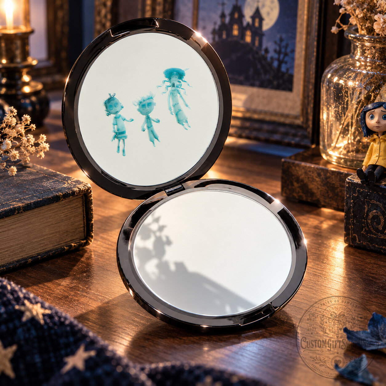 Coraline Button Eyes Compact Mirror – Beauty Creations Makeup Mirror | Gothic Pink Palace Inspired Beauty Accessory Coraline Button Eyes Compact Mirror – Beauty Creations Makeup Mirror | Gothic Pink Palace Inspired Beauty Accessory
