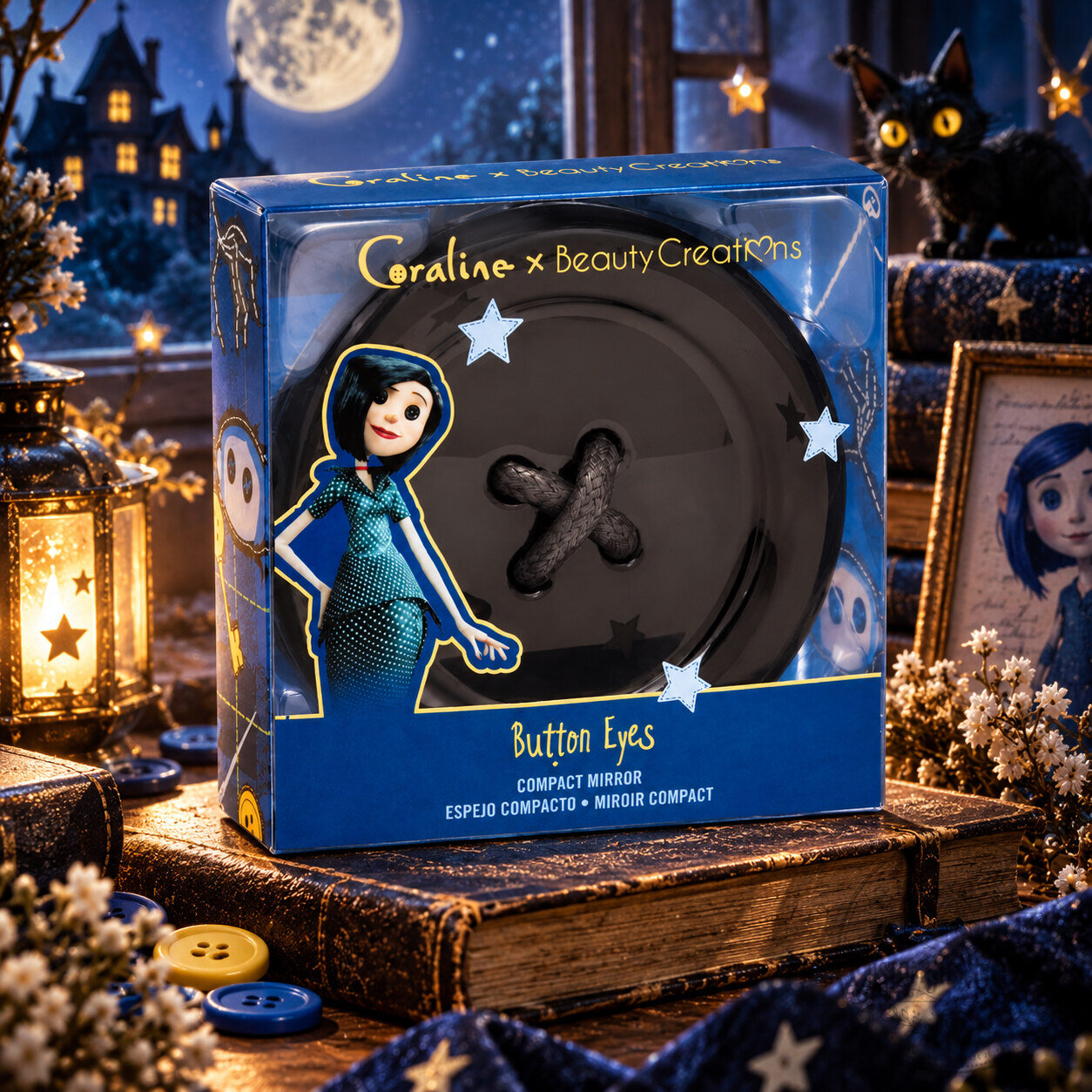 Coraline Button Eyes Compact Mirror – Beauty Creations Makeup Mirror | Gothic Pink Palace Inspired Beauty Accessory Coraline Button Eyes Compact Mirror – Beauty Creations Makeup Mirror | Gothic Pink Palace Inspired Beauty Accessory