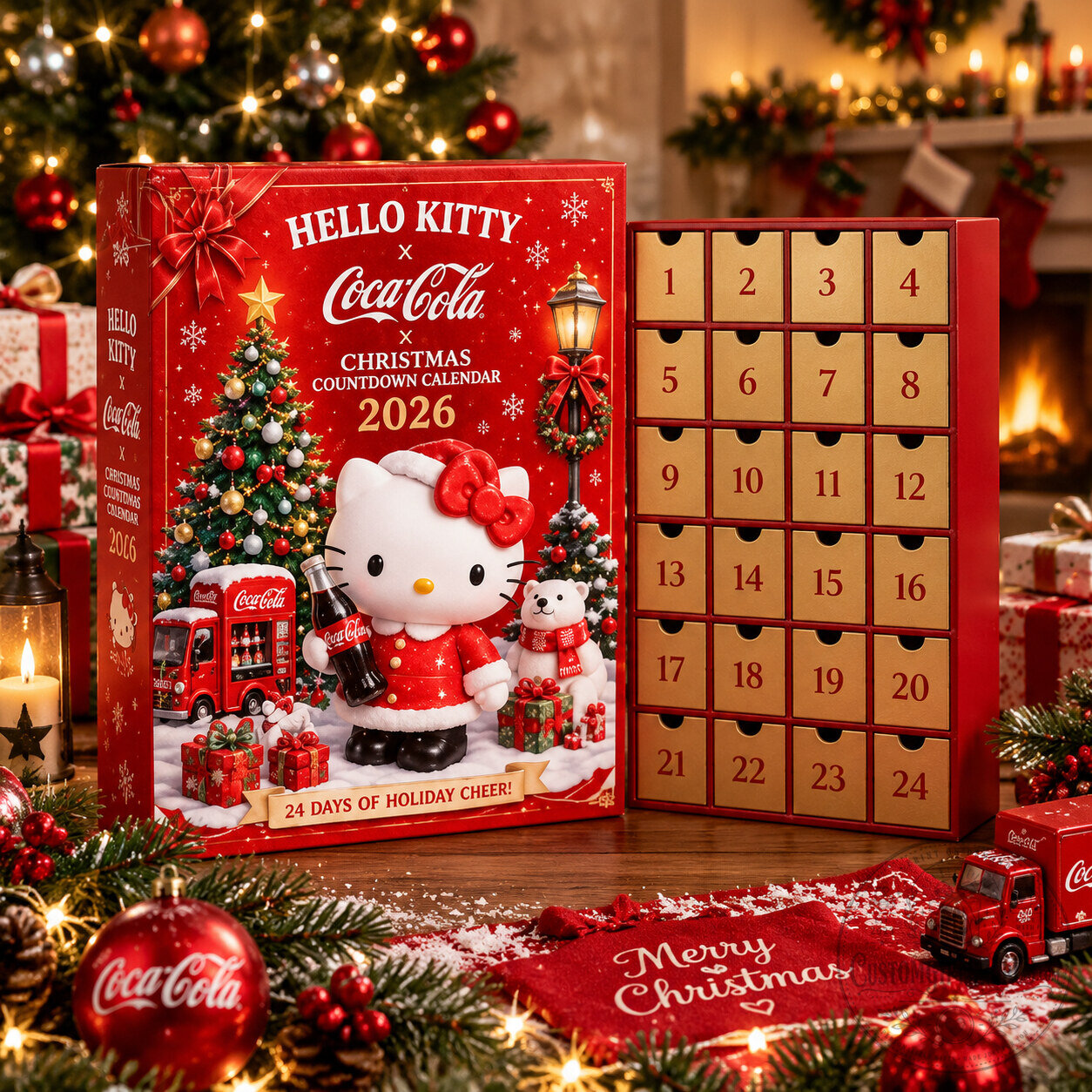 Hello Kitty x Coca-Cola Christmas Advent Calendar 2026 – 24-Day Holiday Countdown | Sanrio Coke Collectible Gift Box Hello Kitty x Coca-Cola Christmas Advent Calendar 2026 – 24-Day Holiday Countdown | Sanrio Coke Collectible Gift Box