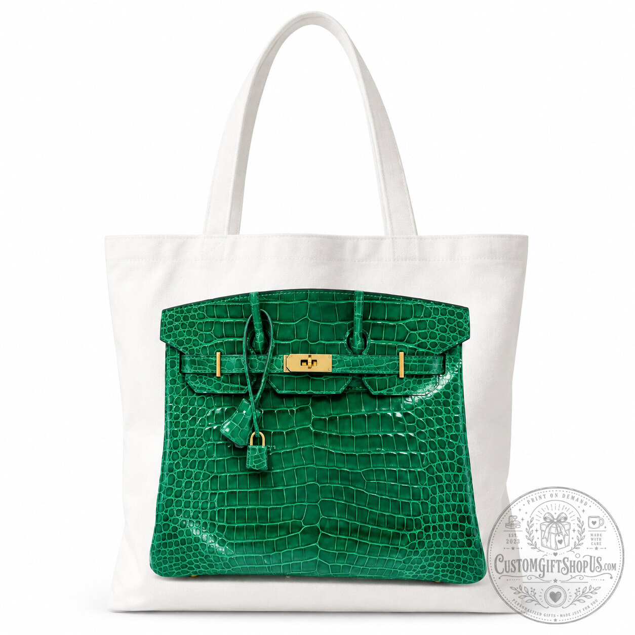 White Canvas Grocery Tote Bag – Embossed Luxury Handbag Inspired Design | Reusable Shopping Carryall White Canvas Grocery Tote Bag – Embossed Luxury Handbag Inspired Design | Reusable Shopping Carryall