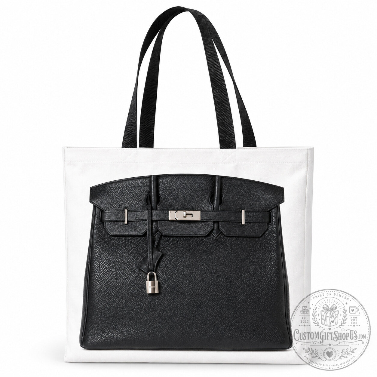 White Canvas Grocery Tote Bag – Embossed Luxury Handbag Inspired Design | Reusable Shopping Carryall White Canvas Grocery Tote Bag – Embossed Luxury Handbag Inspired Design | Reusable Shopping Carryall