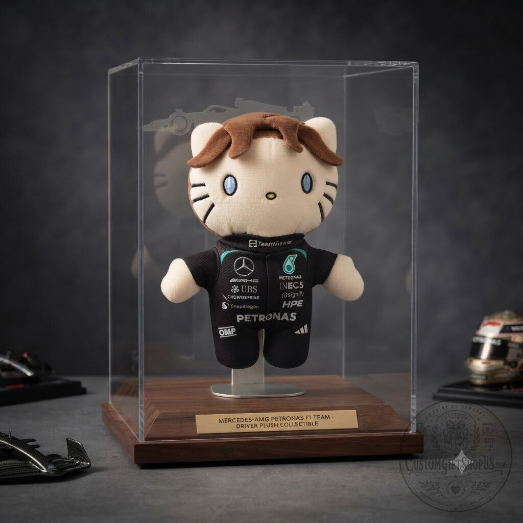 Russell Kitty Plush Charm – George Russell F1 Racing Inspired Cat Keychain | FluxStudio Collectible