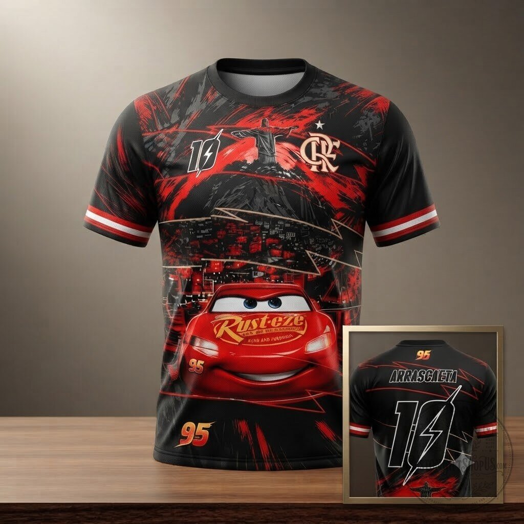 Flamengo x Disney Cars Lightning McQueen Jersey – Special Edition Soccer Shirt | Red & Black Racing Fanwear