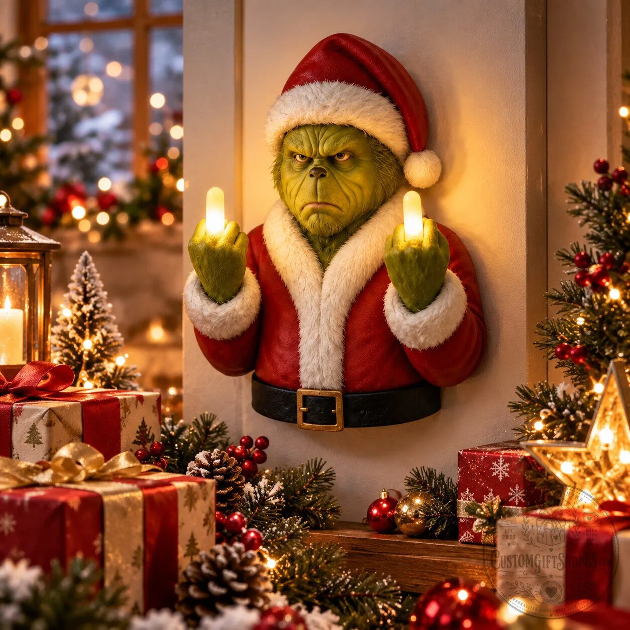 Grinch Christmas LED Wall Decor 2026 – Light Up Holiday Wall Sign | Funny Christmas Home & Party Decoration Grinch Christmas LED Wall Decor 2026 – Light Up Holiday Wall Sign | Funny Christmas Home & Party Decoration