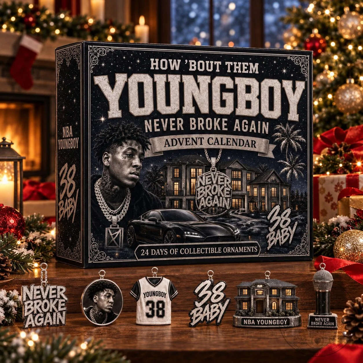NBA YoungBoy Advent Calendar 2026 – 24 Day Christmas Countdown Gift | Rapper Fan Collectible & Holiday Decor