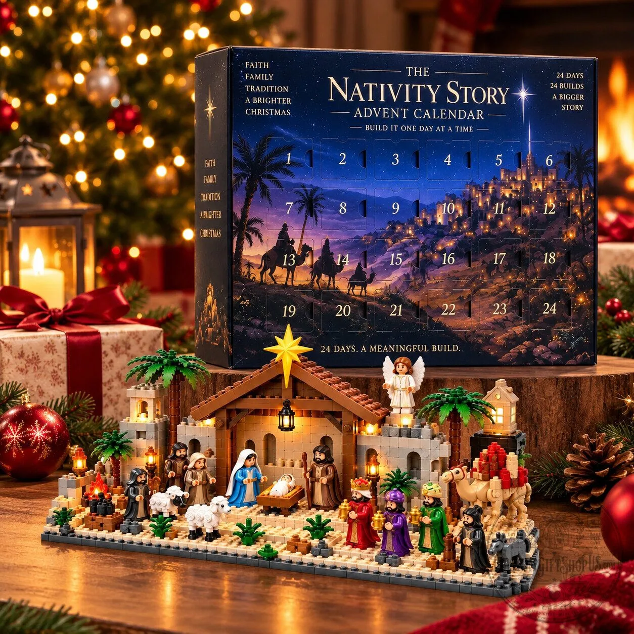 Christian Nativity Advent Calendar 2026 – 24 Day Christmas Story Building Block Set | Jesus Birth Family Gift