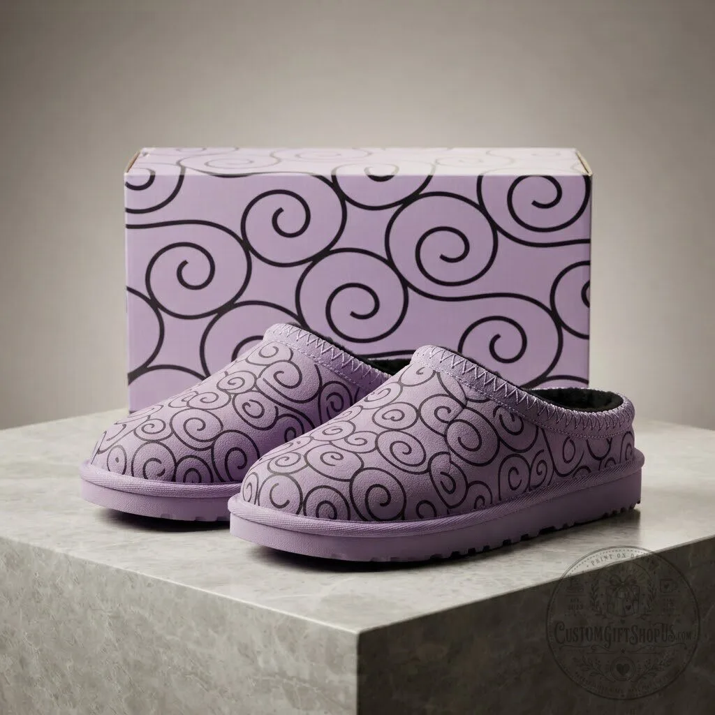 Gomu Gomu no Mi Inspired Purple Slippers 2026 – One Piece Devil Fruit Swirl House Shoes | Anime Fan Gift