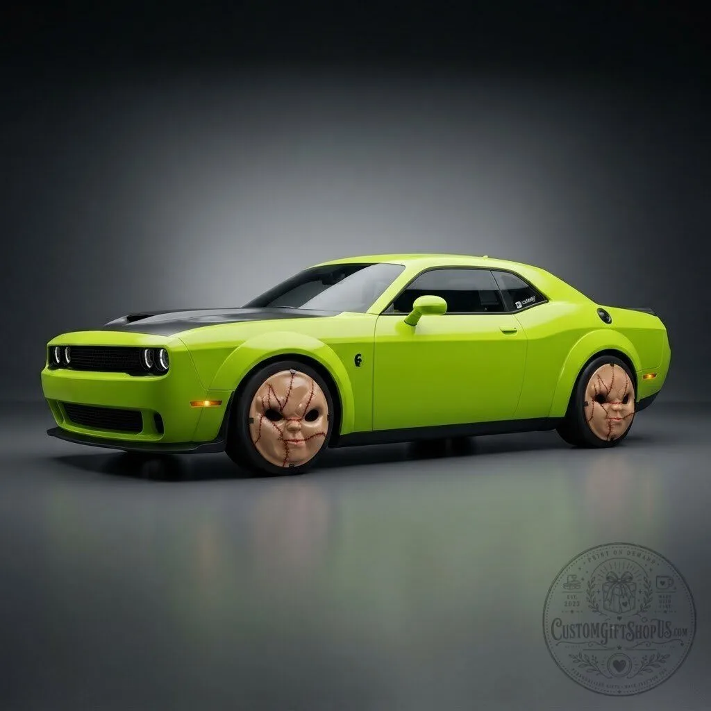 Chucky Scarred Face Wheel Cover 2026 – Horror Doll Inspired Hubcap | Halloween Car Accessory