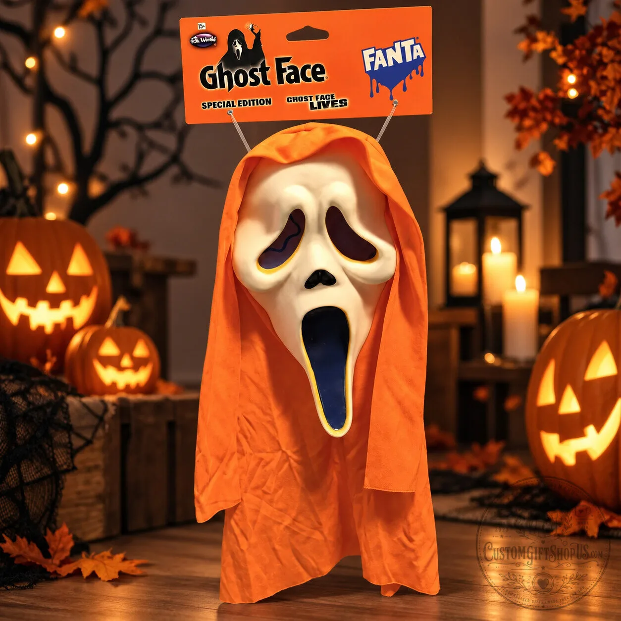 Ghost Face x Fanta Inspired Orange Shroud Mask 2026 – Halloween Costume Horror Mask | Scream Fan Collectible
