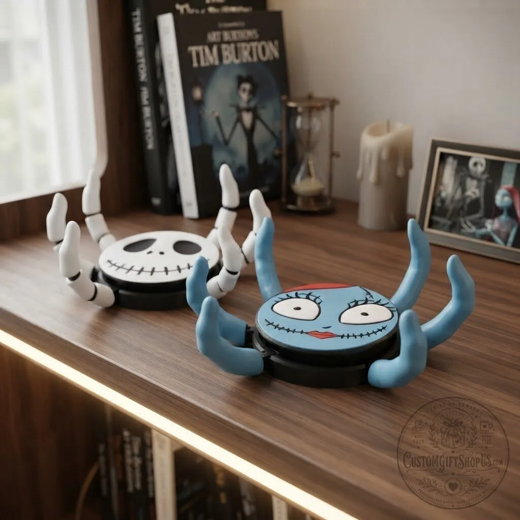 Jack Skellington & Sally Inspired Character Cup Holders – Nightmare Before Christmas Drink Stand | Gothic Halloween Decor