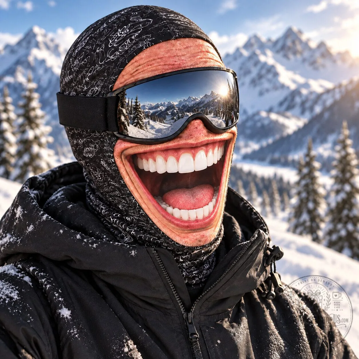 Googly Guy SmileySlopes Ski Mask – Funny Face Balaclava | Ski & Snowboard Winter Gear