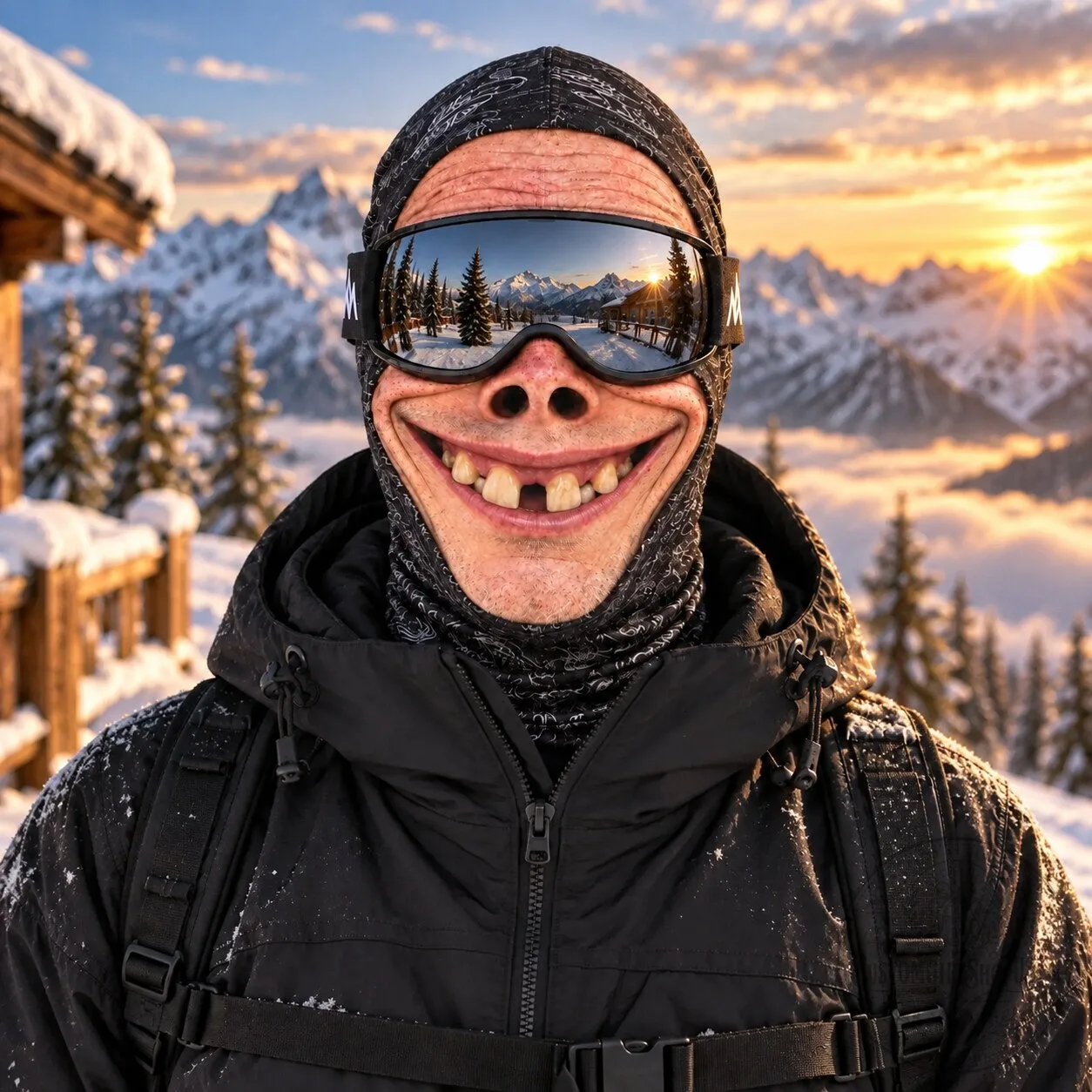 Alien Smile SmileySlopes Ski Mask – Funny Alien Face Balaclava | Ski & Snowboard Winter Gear