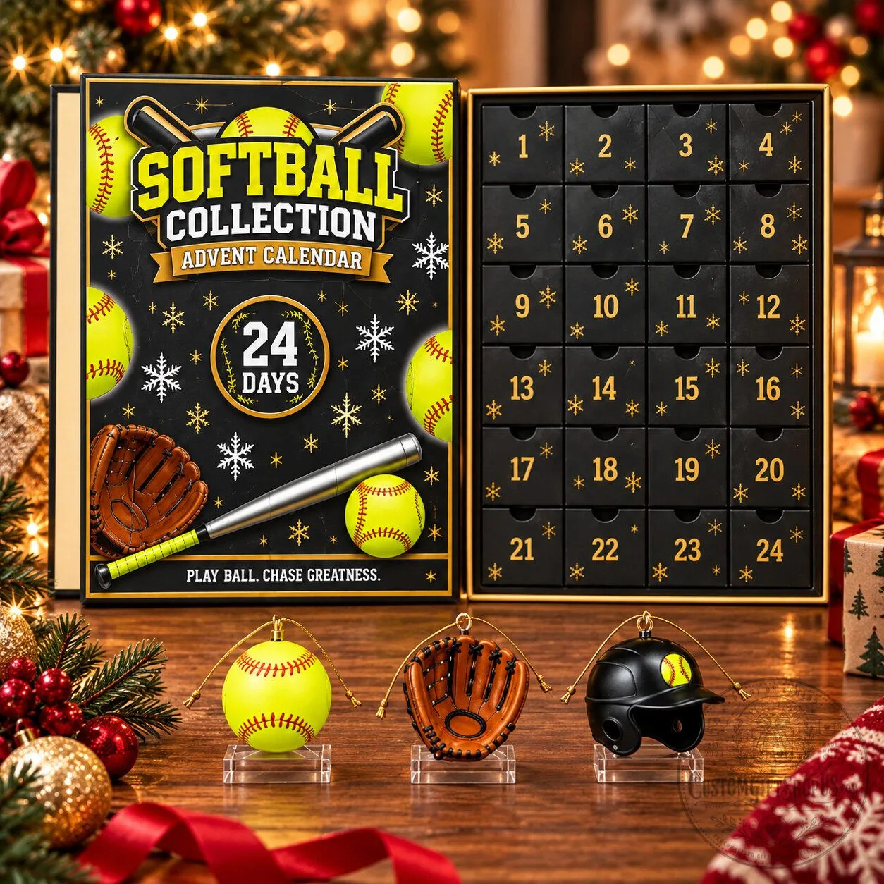 Softball Advent Calendar 2026 – 24 Day Christmas Countdown | Softball Player & Sports Fan Gift