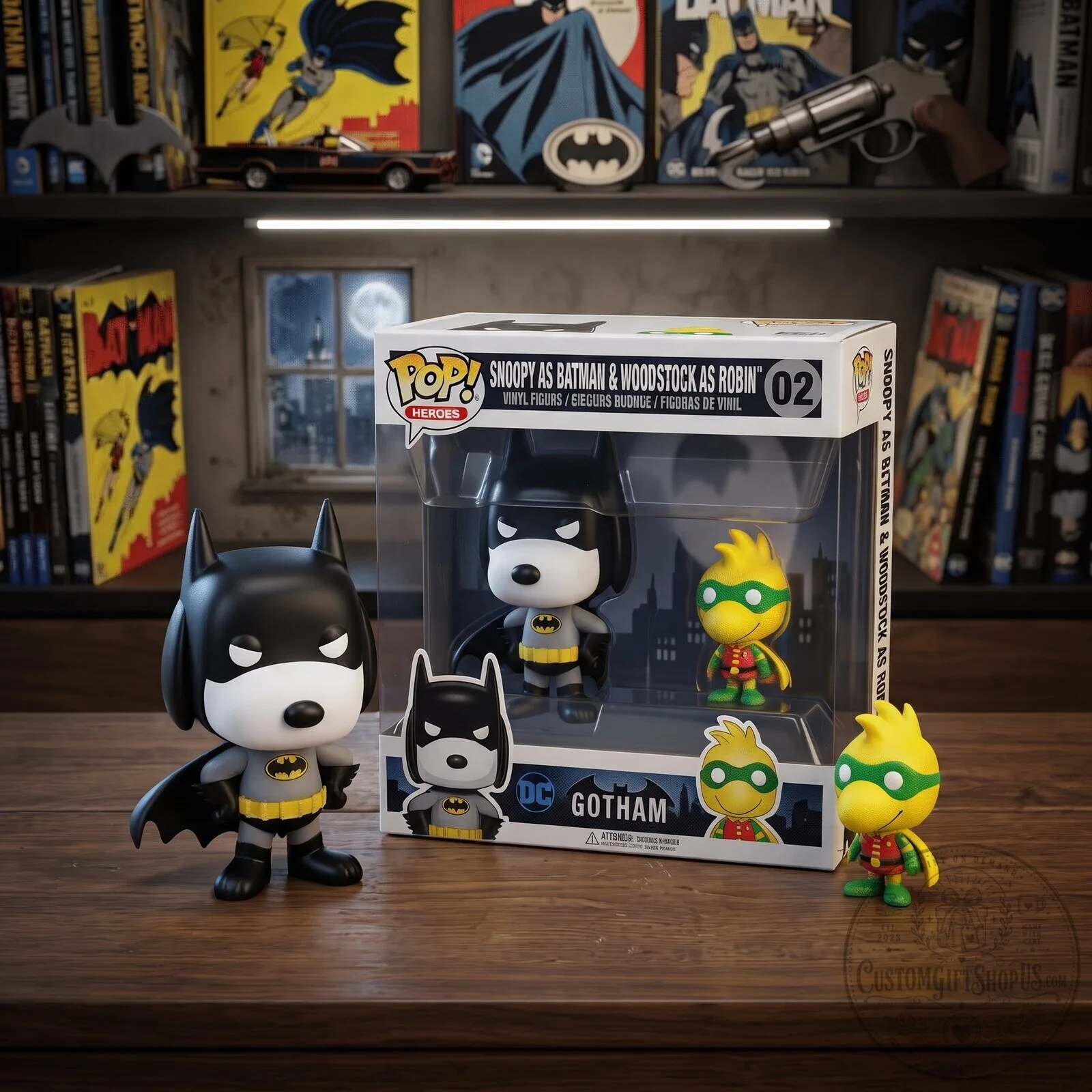 Peanuts x DC Comics Inspired Snoopy Batman & Woodstock Robin Figures – Funko Pop-Style 2-Pack | Gotham Collectible