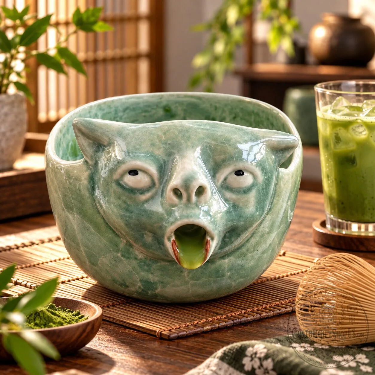 Handmade Ceramic Cat Matcha Bowl – Cute Japanese Style Chawan | Matcha Lover & Cat Lover Gift
