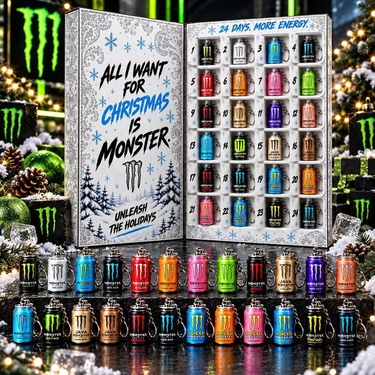 Monster Energy Zero Sugar Advent Calendar 2026 – 24 Day Energy Christmas Countdown | Monster Fan Gift