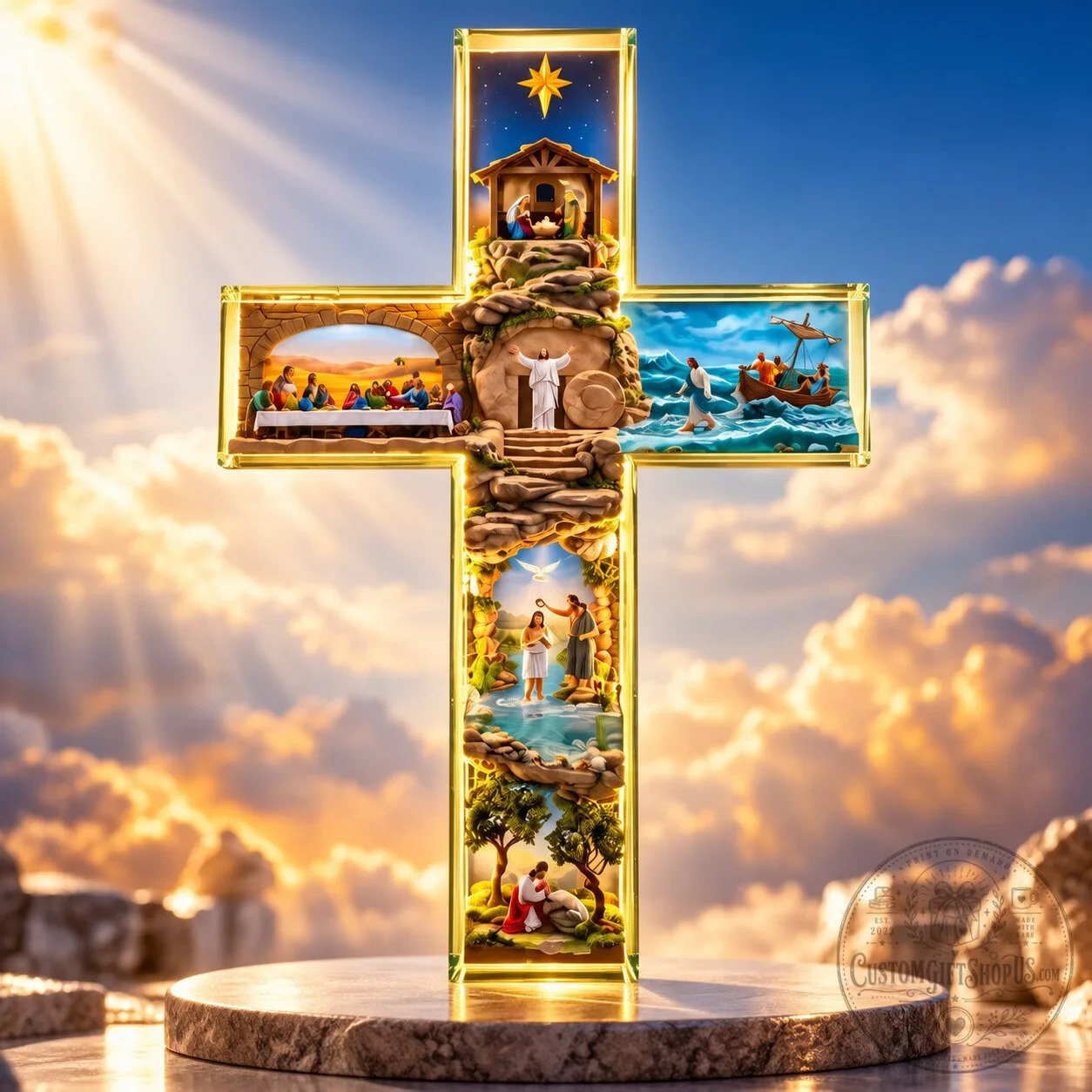 Life of Jesus Christ Acrylic Cross 2026 – Christian Story Display | Faith Gift for Believers