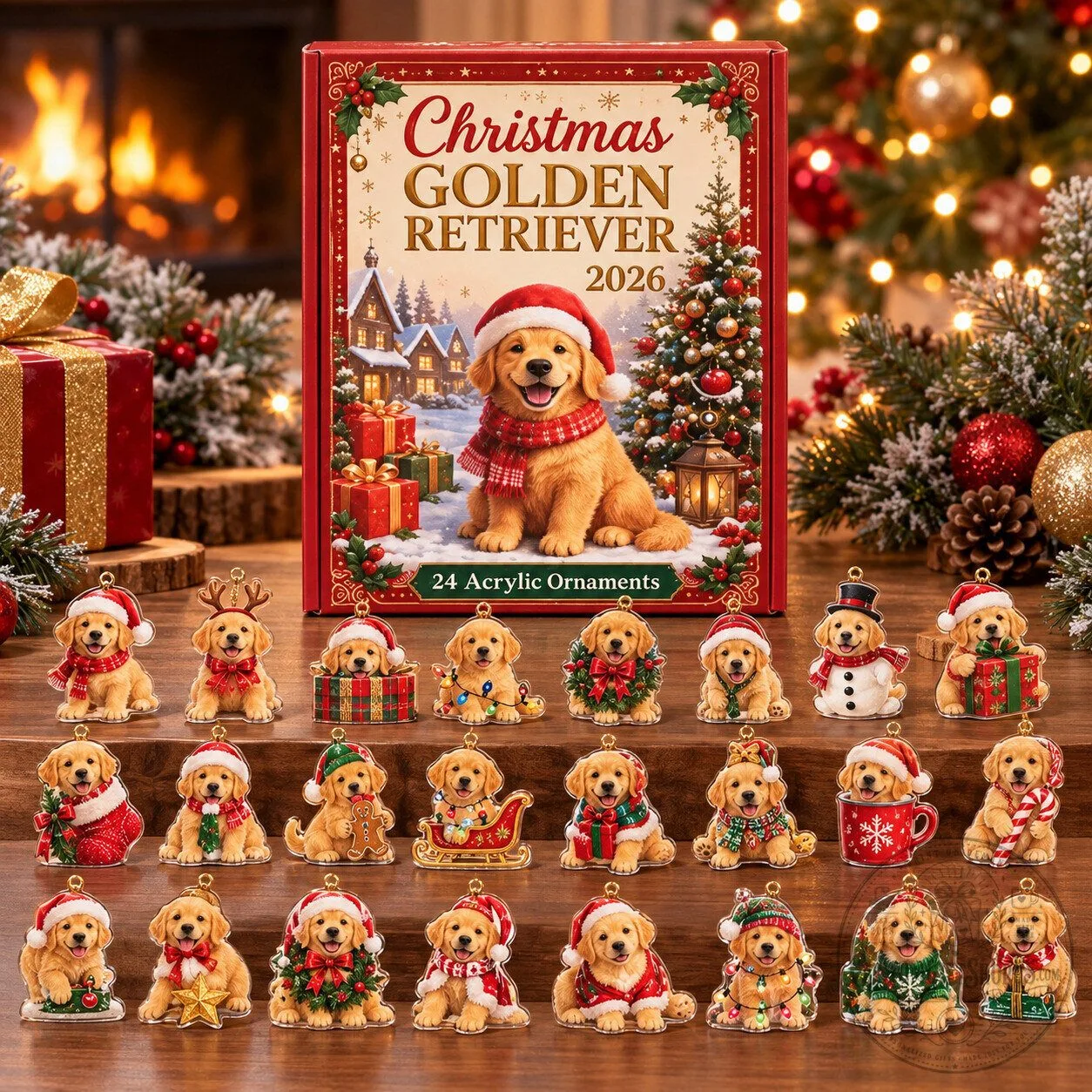 Golden Retriever Advent Calendar 2026 – 24 Christmas Dog Ornaments | Golden Retriever Lover Gift