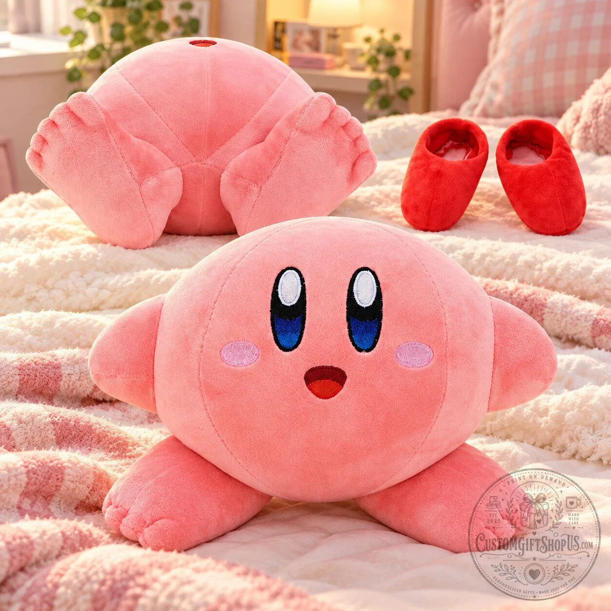 Kirby Plush Slippers – Cute Pink Cartoon Character Soft Indoor House Shoes | Kawaii Anime Gift Kirby Plush Slippers – Cute Pink Cartoon Character Soft Indoor House Shoes | Kawaii Anime Gift
